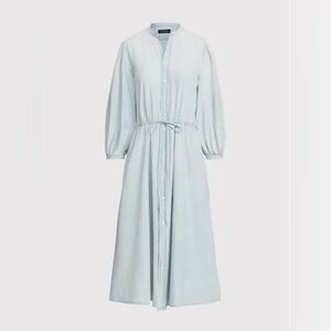 POLO RALPH LAUREN Flare Shirt Dress Women Size 4 Cotton Chambray Indigo Blue NWT